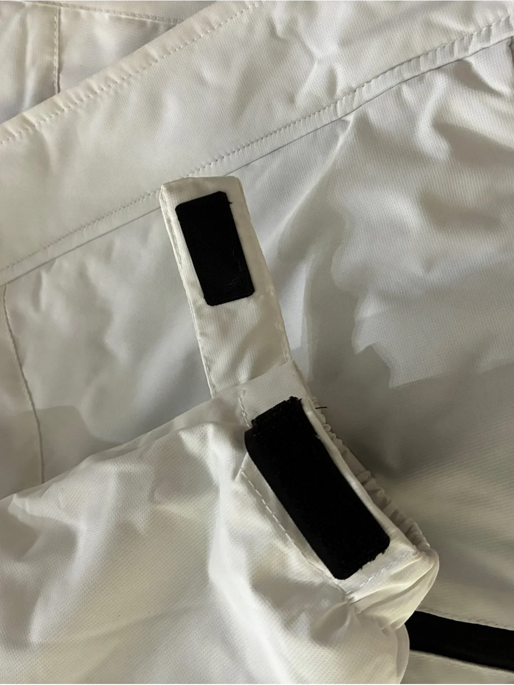 Two-Tone White and Black Winter Jacket with Faux Fur Hood